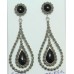 925 sterling silver long dangling earring Hallmarked marcasite black onyx stone